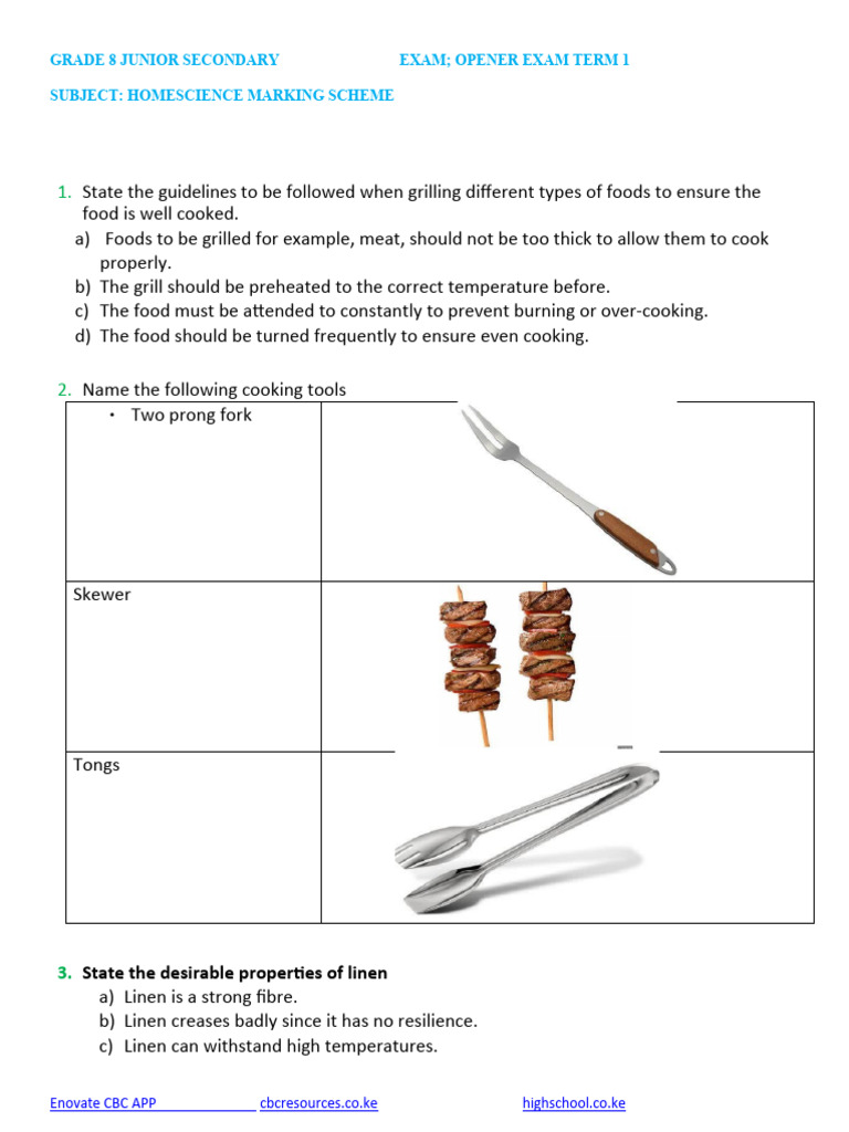 Grade 8 Homescience Ms 1 Pdf Cooking Starch