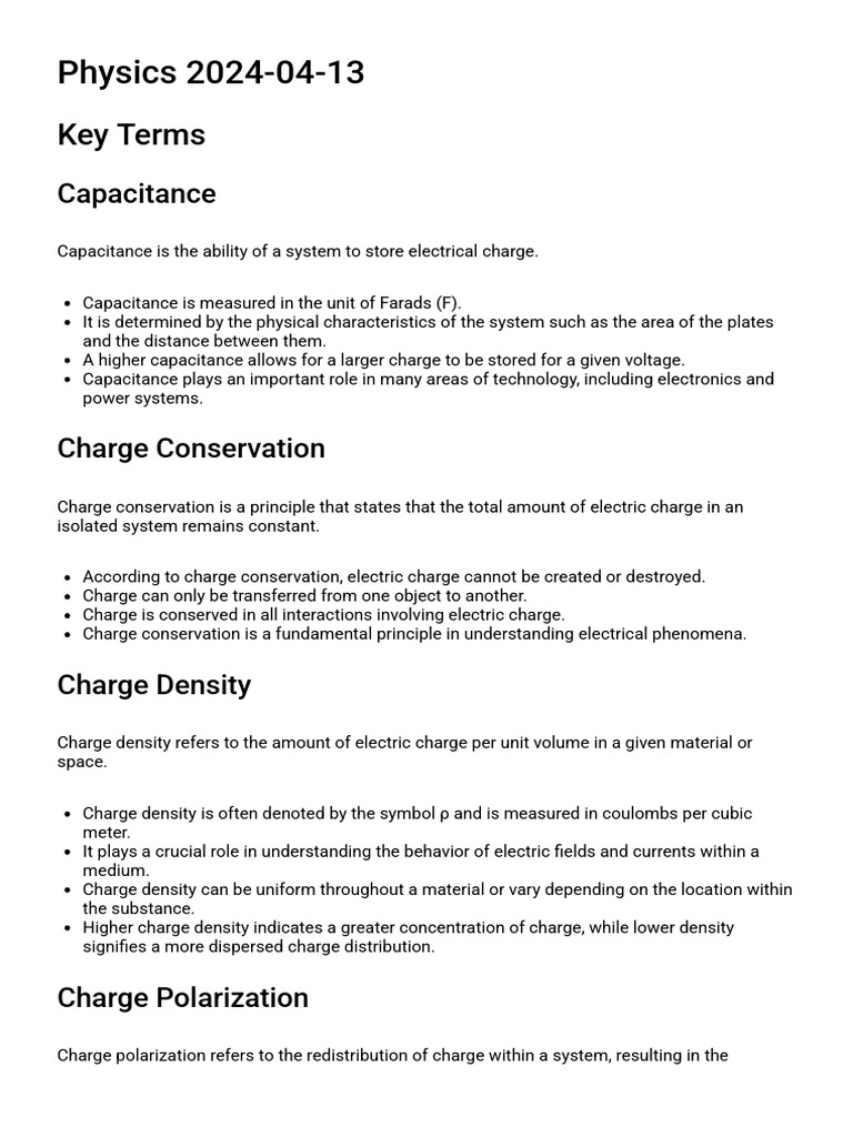 Physics20240413 StudyGuide | PDF | Electric Field | Electromagnetic ...