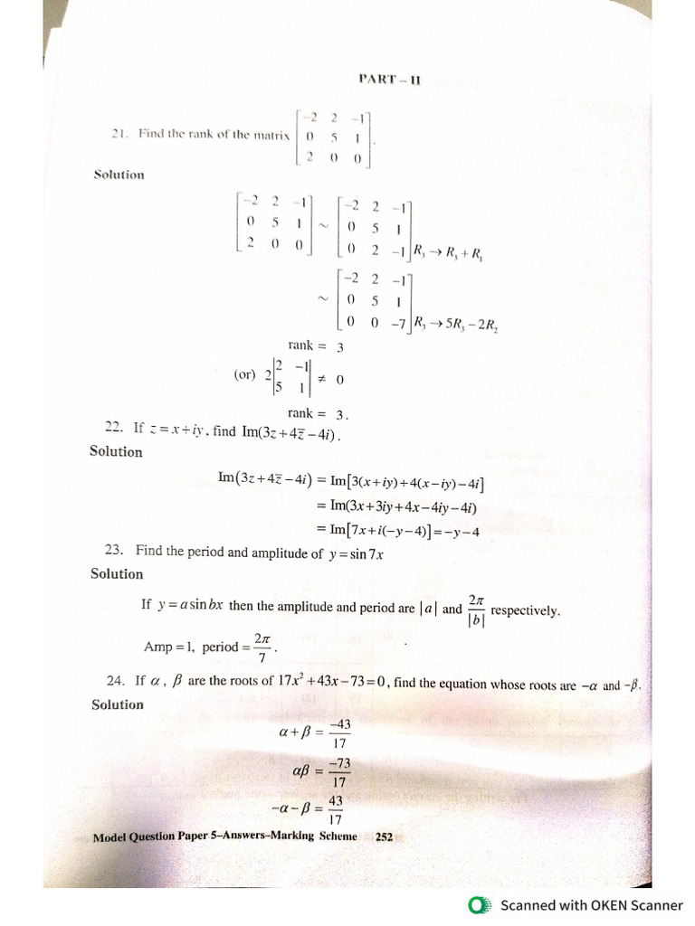 Model Paper 5 Solutions | PDF