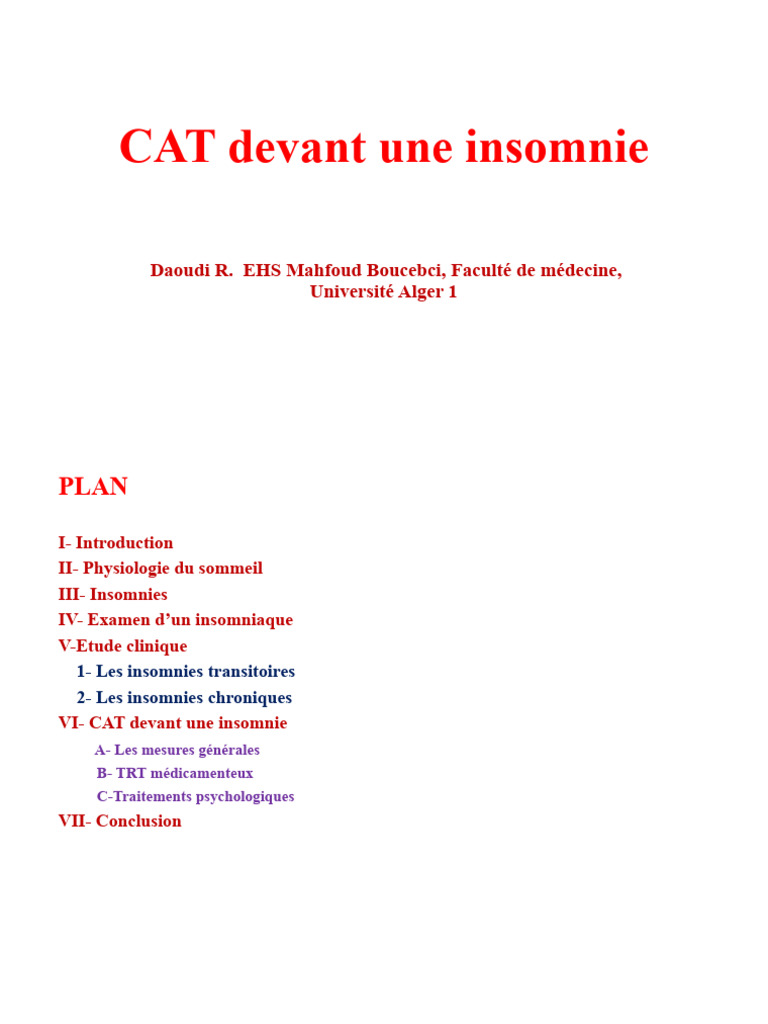 Gestion de l'insomnie : Approches et traitements | PDF | Insomnie | Sommeil