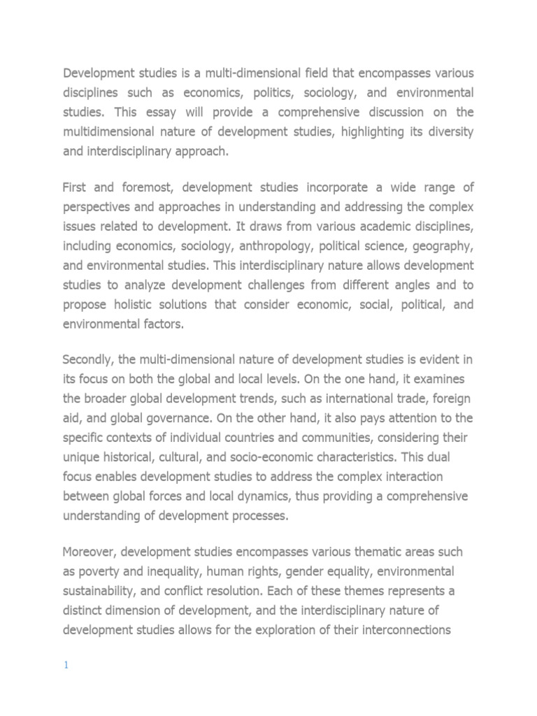 Understanding Development Studies' Dimensions | PDF | Sociology ...