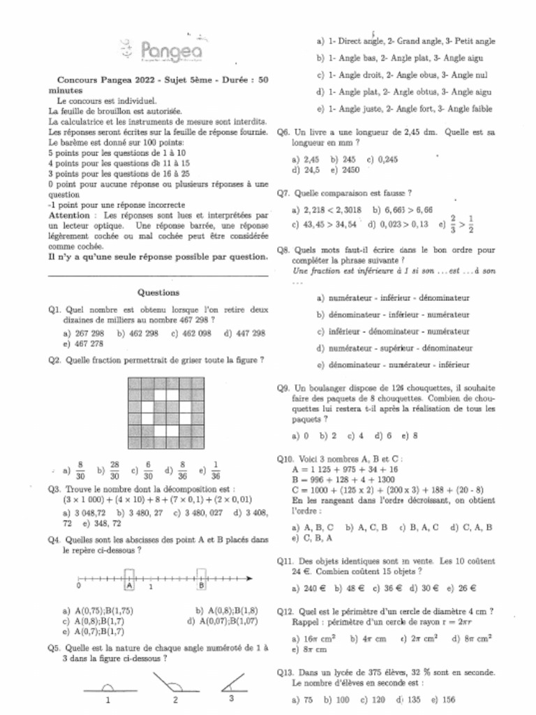 Concours Pangéa 2022 | PDF