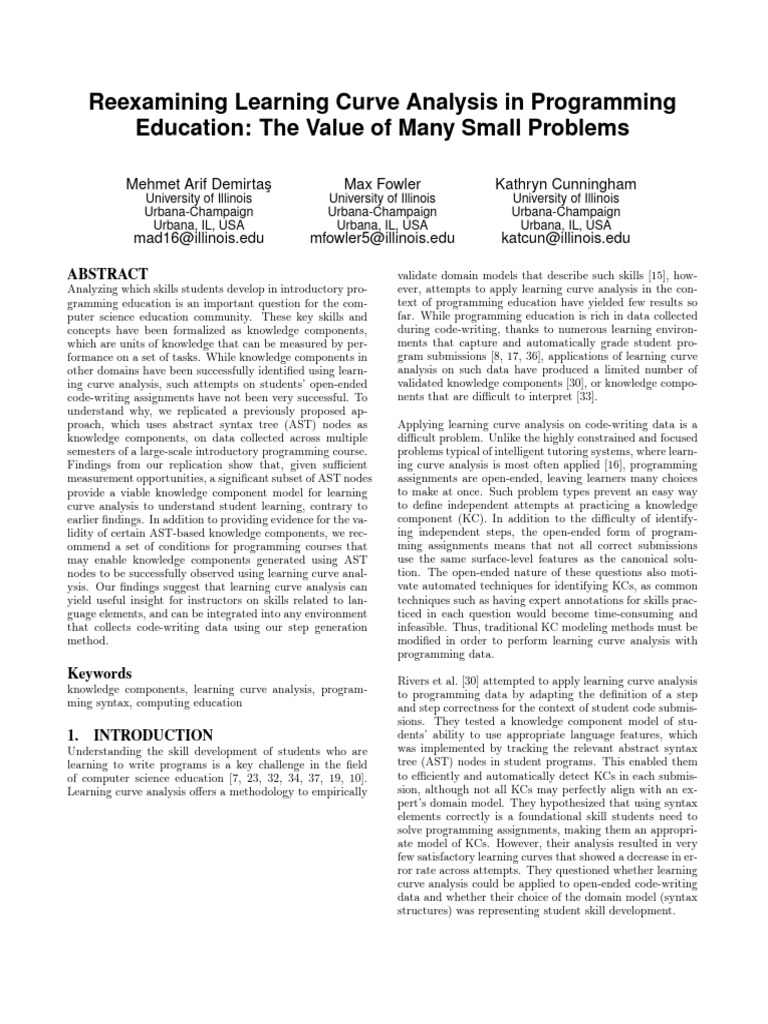 (PDF) Reexamining Learning Curve Analysis in Programming Education ...