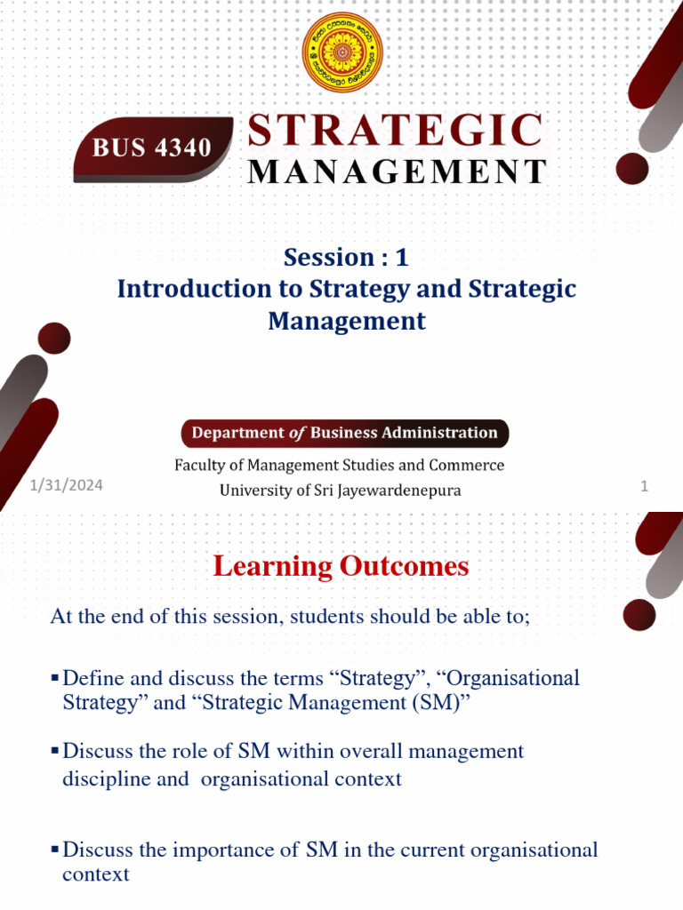 2024 Bus 4340 Lesson 01 Pdf Strategic Management Behavioural Sciences