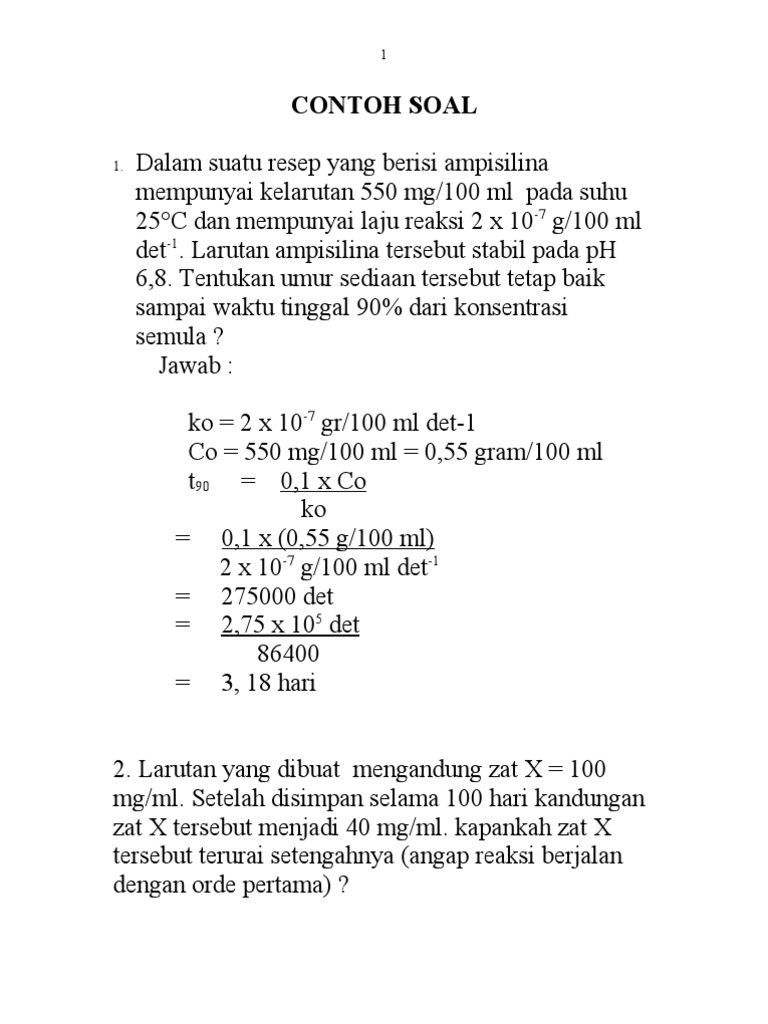 Contoh Soal Kinetika Lengkap