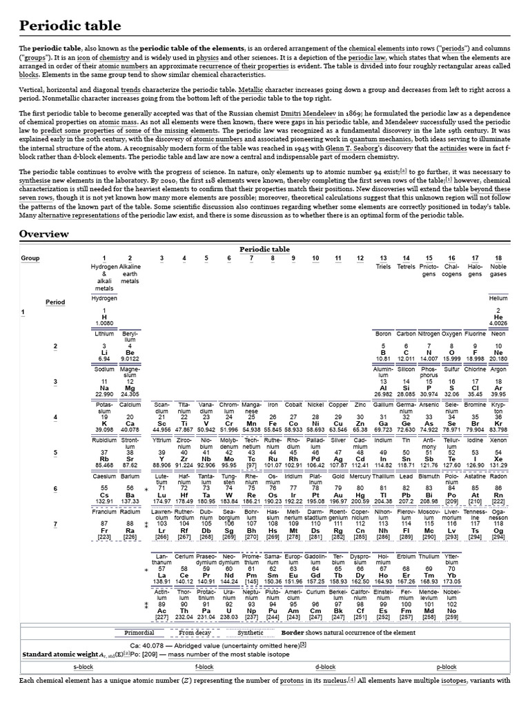 Comprehensive Guide to the Periodic Table | PDF | Periodic Table ...