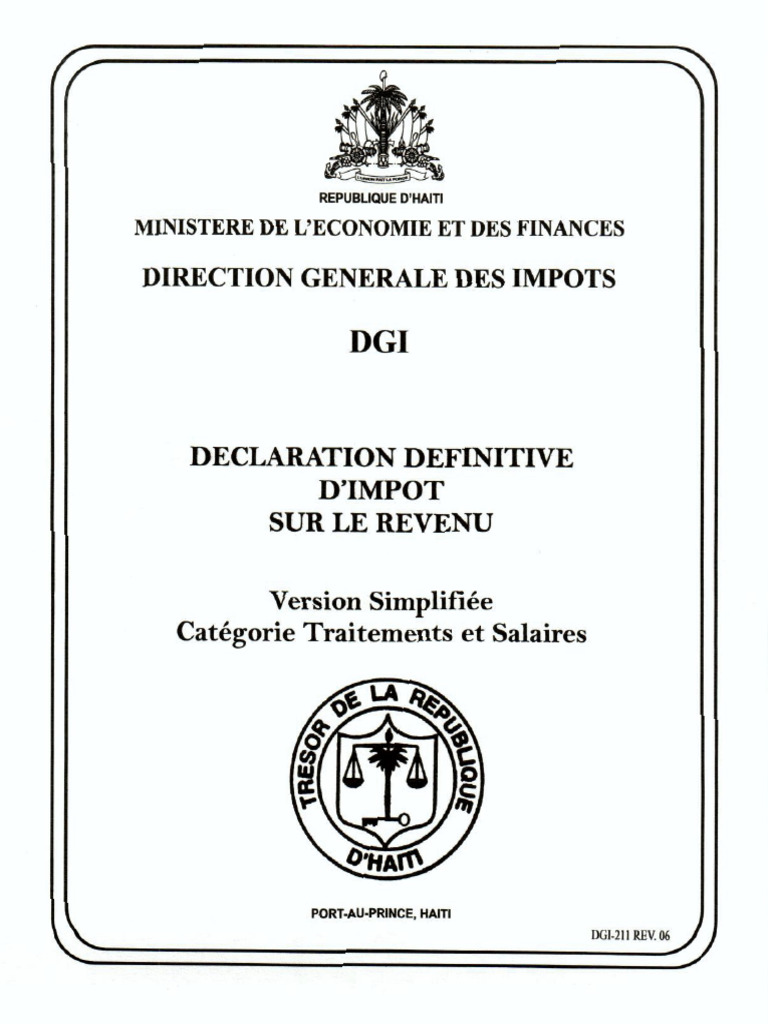 Declaration Definitive Dimpot Sur Le Revenu Version Simplifiee ...