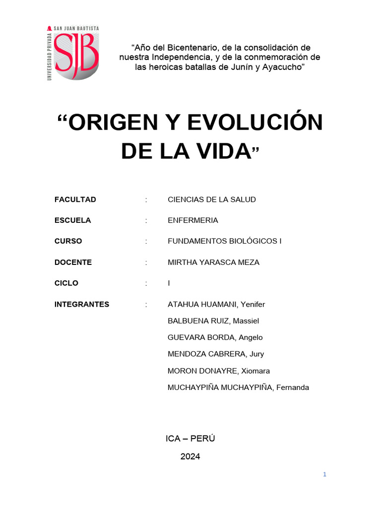 LRPD N°01 - Origen y Evolucion de La Vida | PDF | Evolución | Seleccion ...