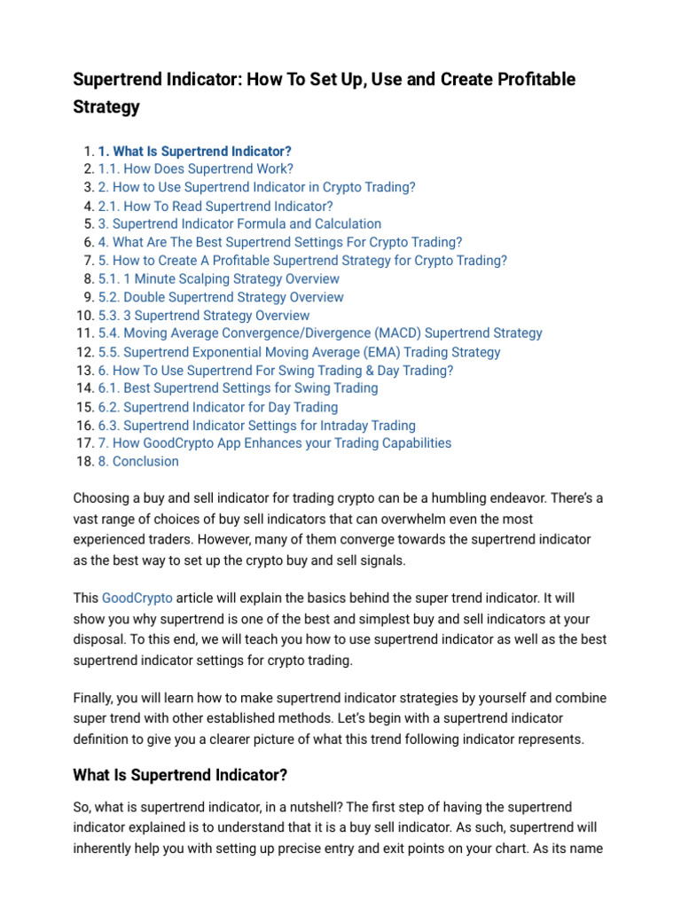 Best Supertrend Settings for Crypto Trading | PDF | Day Trading | Market  (Economics)