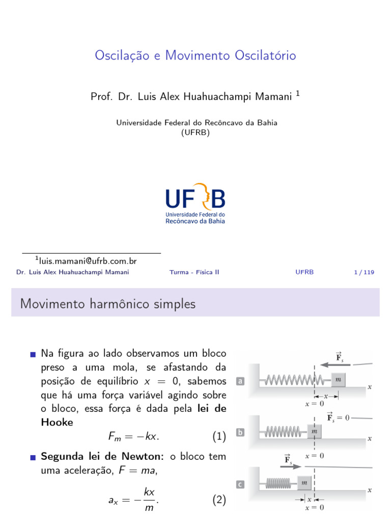 Oscilacoes Movimento Oscilatorio UFRB 2023 I | PDF | Ondas | Oscilação