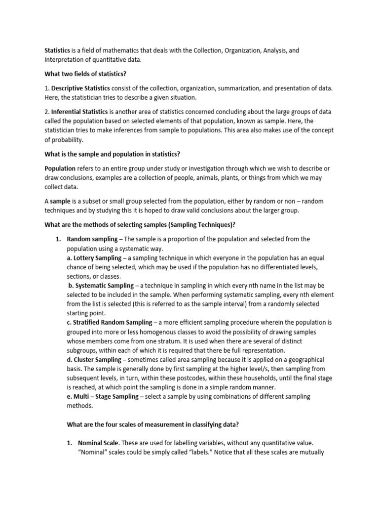 Basic concept of statistics pdf statistics sampling statistics 