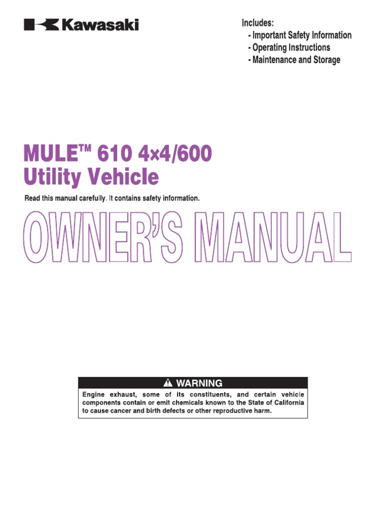 Kawasaki 610 Mule Owner's Manual | Carburetor | Exhaust Gas