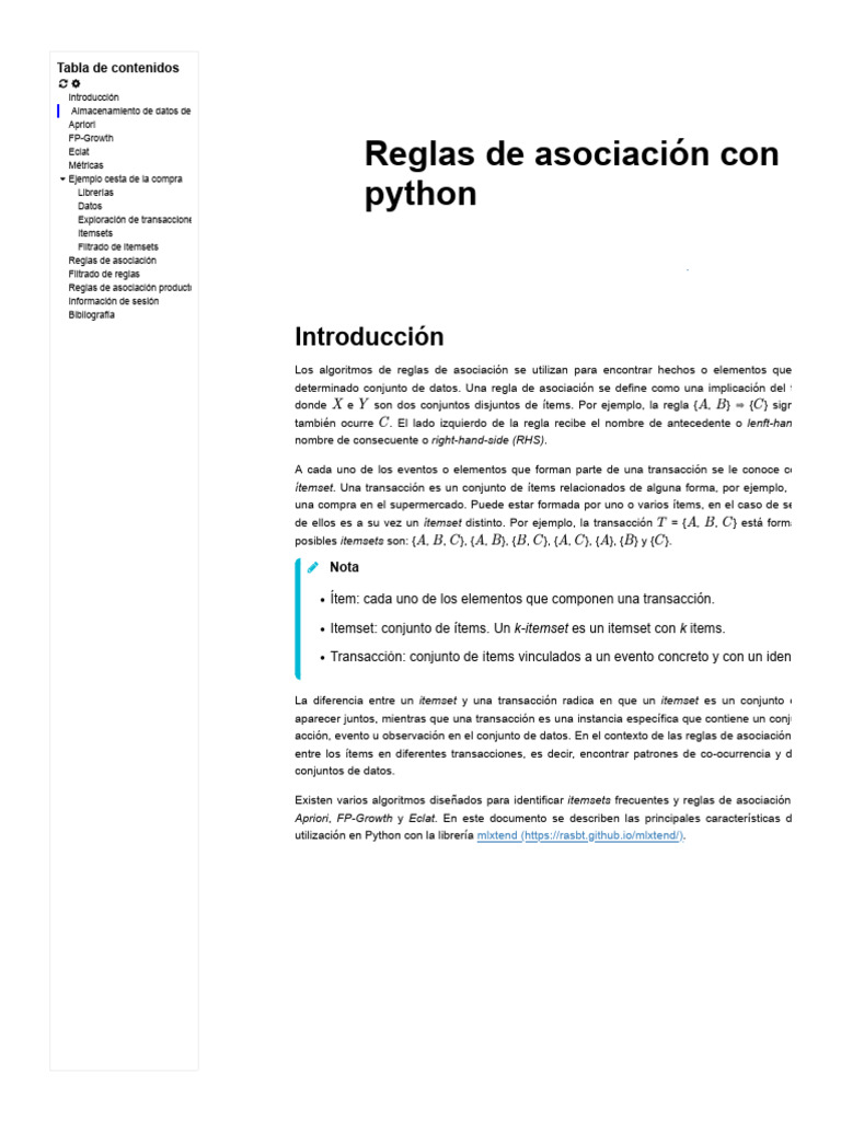 Reglas de Asociación en Python | PDF | Matemáticas | Gestión de ...