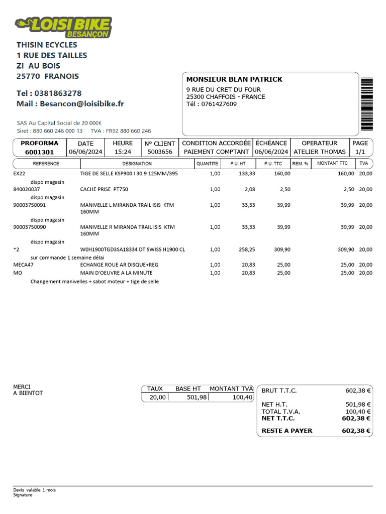 Devis Proforma - Atelier Thomas | PDF | Taxe sur la valeur ajoutée ...