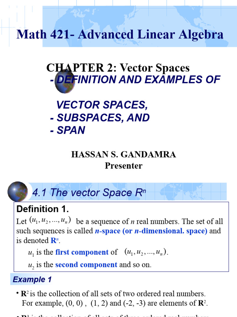 Mat 223 - Ch4-VectorSpace | PDF | Vector Space | Linear Subspace