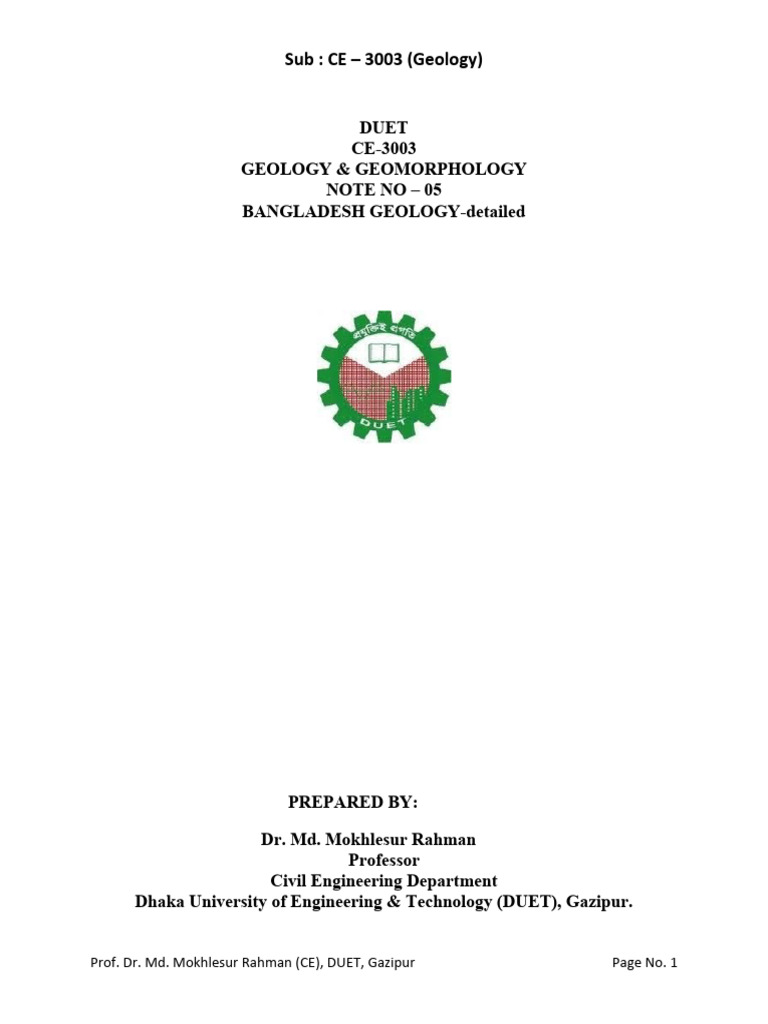 Geology Of Bangladesh 2024 Old Pdf Sedimentary Rock Geology
