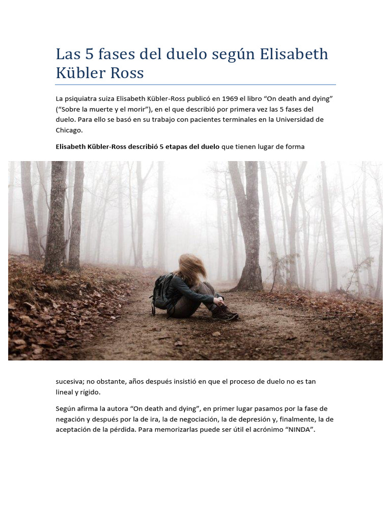 Las 5 Fases Del Duelo Según Elisabeth Kübler Ross Pdf Dolor