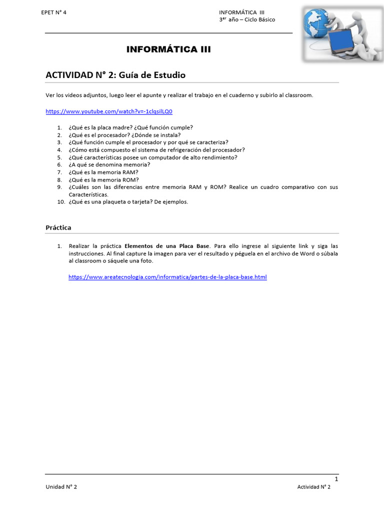 Actividad N - 2 - Unidad II - Inform-Tica III | PDF | Almacenamiento de ...