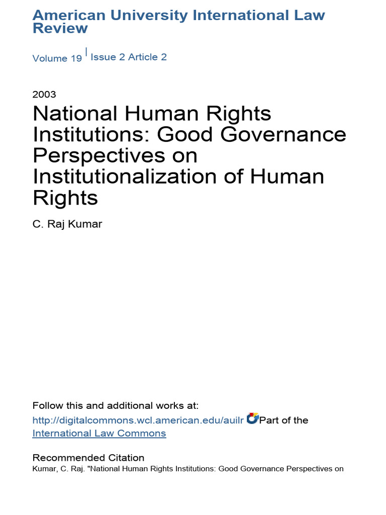 National Human Rights Institutions - Good Governance Perspectives C Raj ...