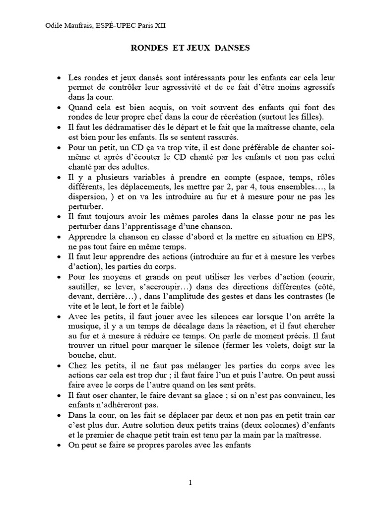 Ronde et jeux dansés pour enfants | PDF