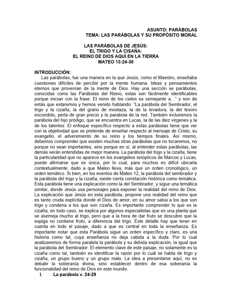 Parábolas del Reino de Dios en Jesús | PDF | Parábolas de Jesús | Jesús