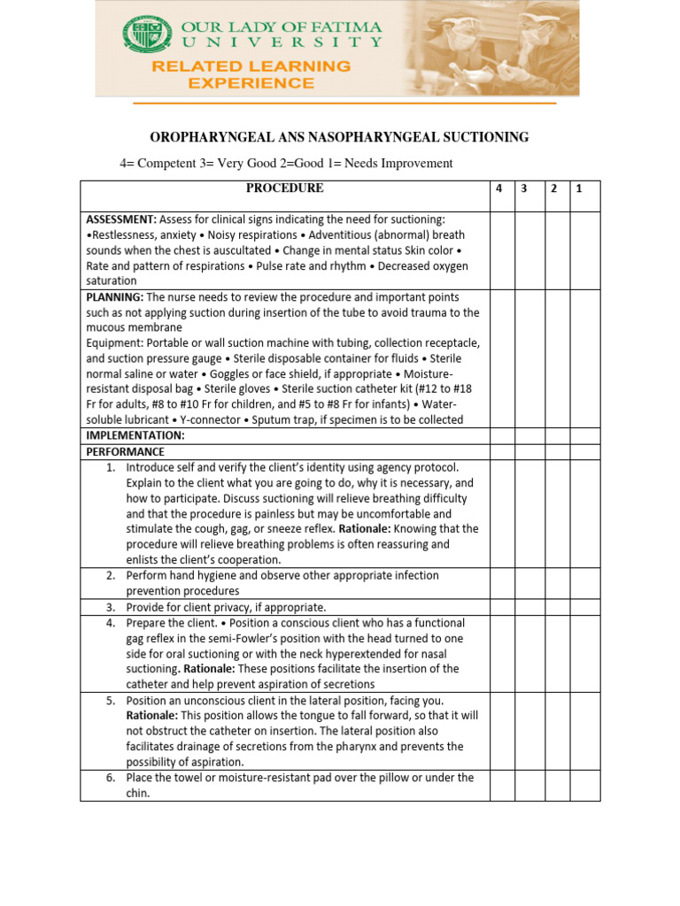 Oropharyngeal & Nasopharyngeal Suctioning Guide | PDF | Breathing ...