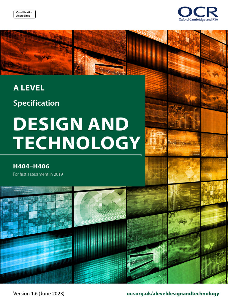Specification Accredited A Level Gce Design and Technology h404 h406 ...