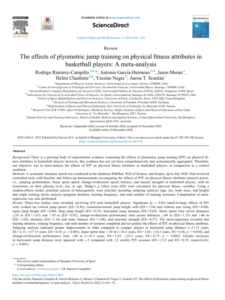 The Effects of Plyometric Jump Training On Physical Fitness Attributes ...