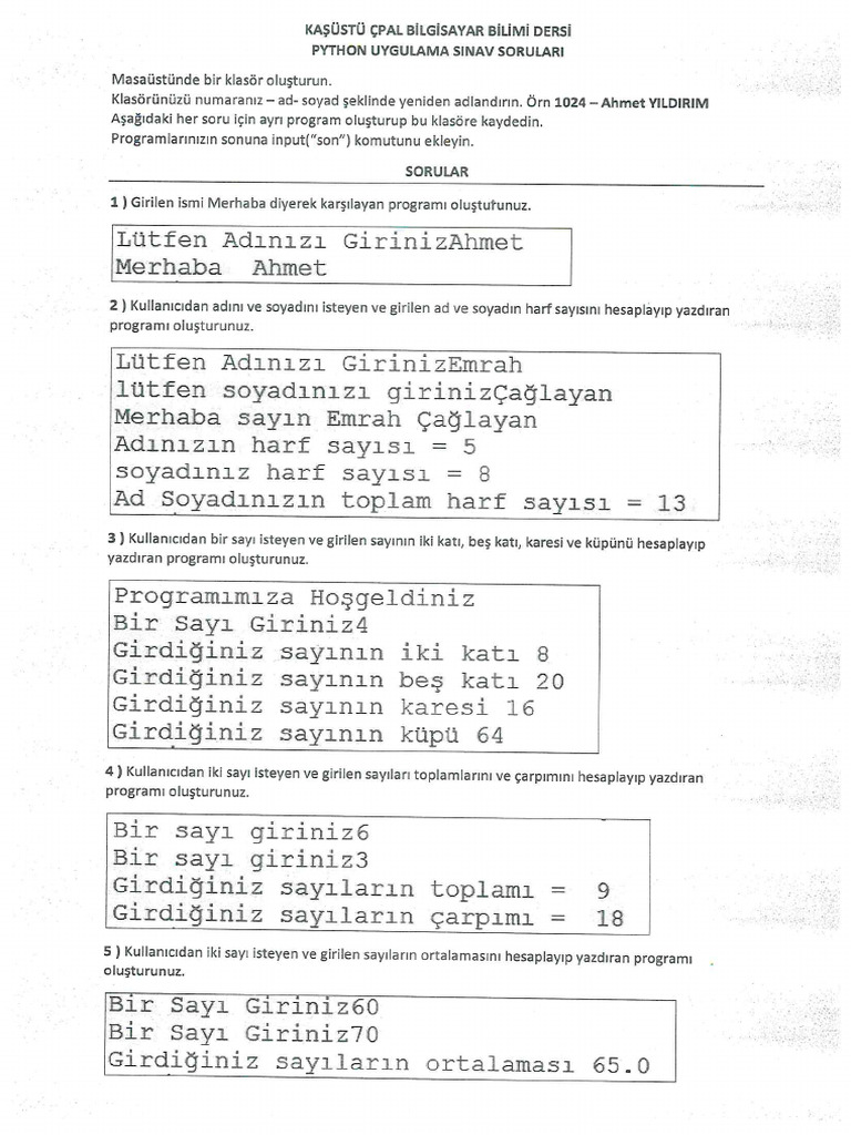 Python Ornek Sorular | PDF