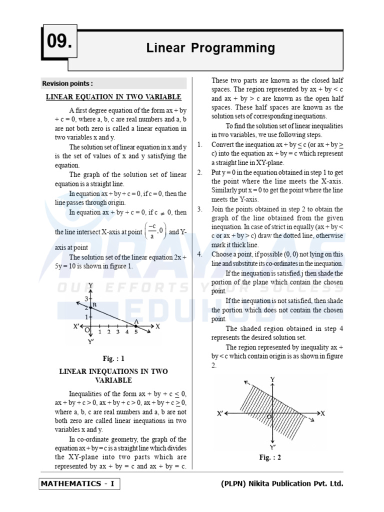 Linear Programming - PLPN MhtCet | PDF | Mathematical Optimization ...