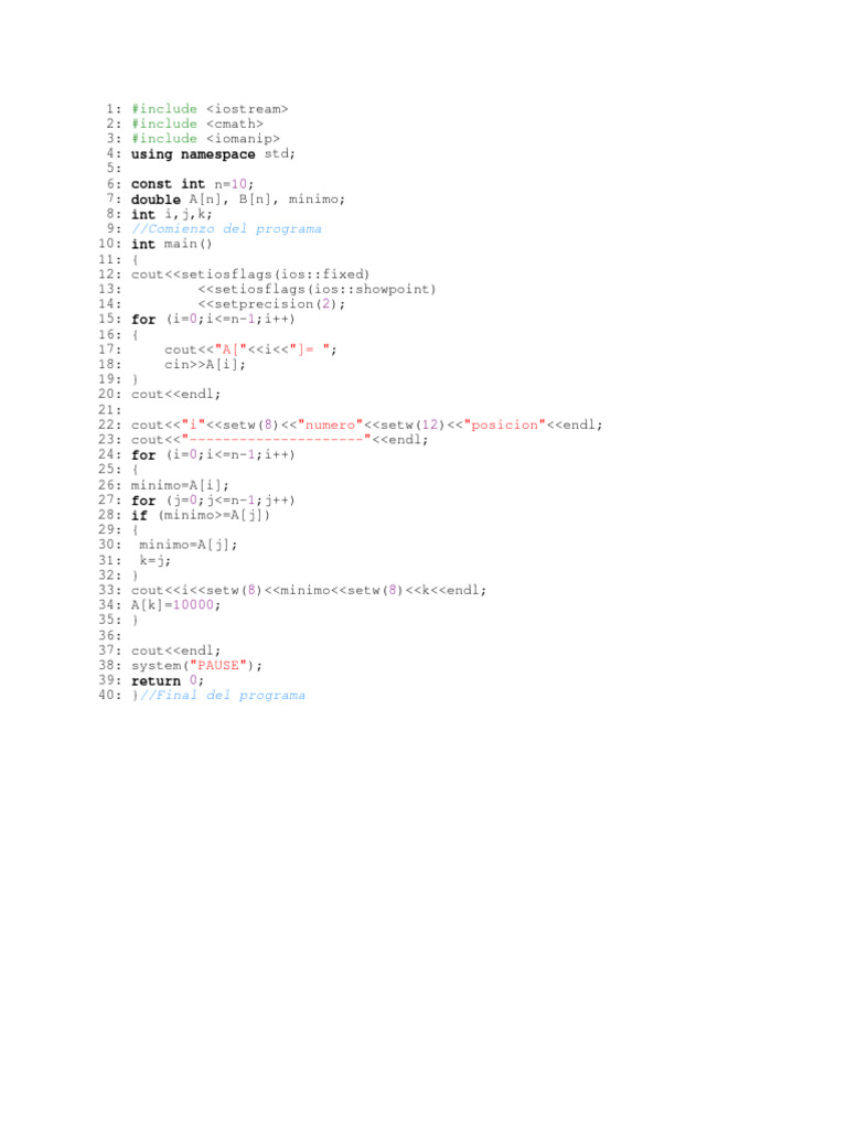 C++ Program for Finding Minimum Values | PDF