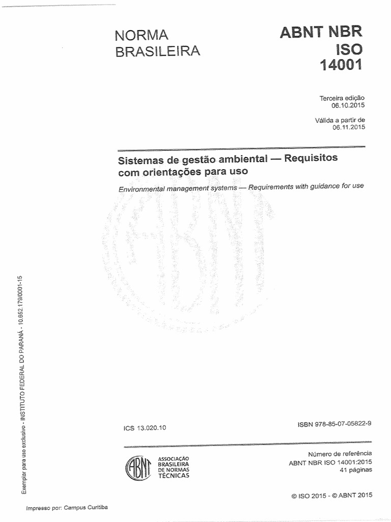 Abnt NBR Iso 14001 | PDF