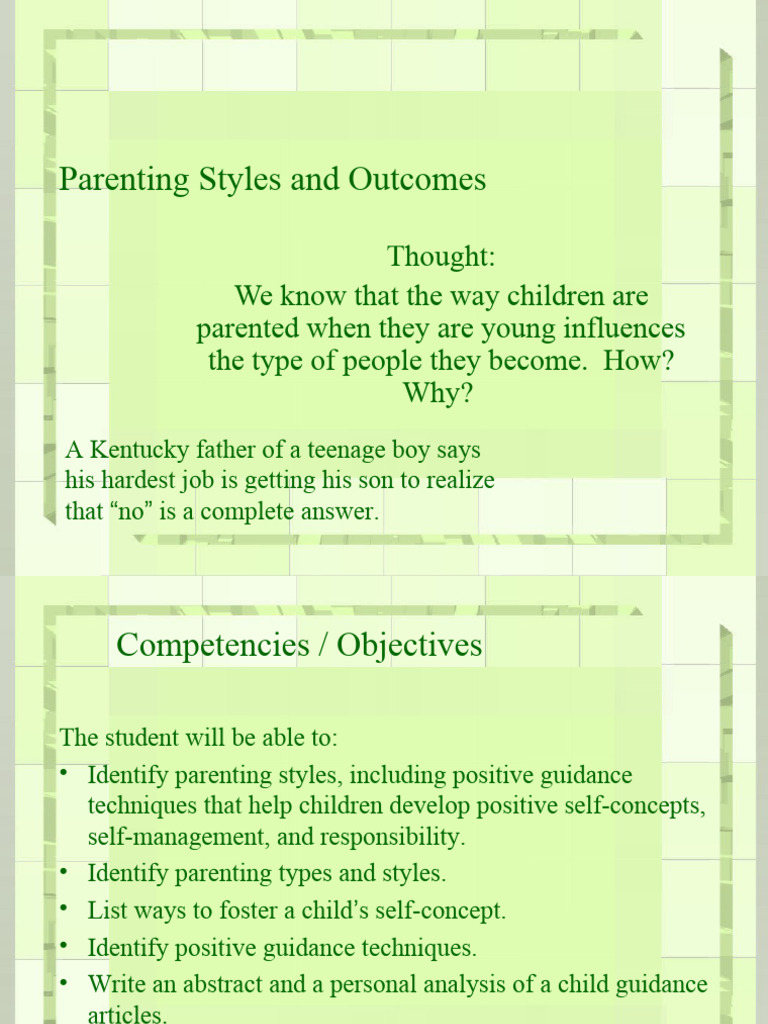 Parenting Styles and Child Outcomes | PDF | Parenting | Self Esteem