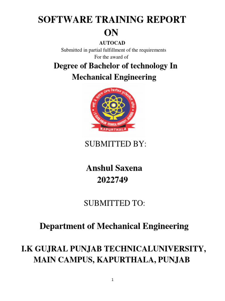 Autocad Training Report by Anshul Saxena | PDF | Auto Cad | Computer ...