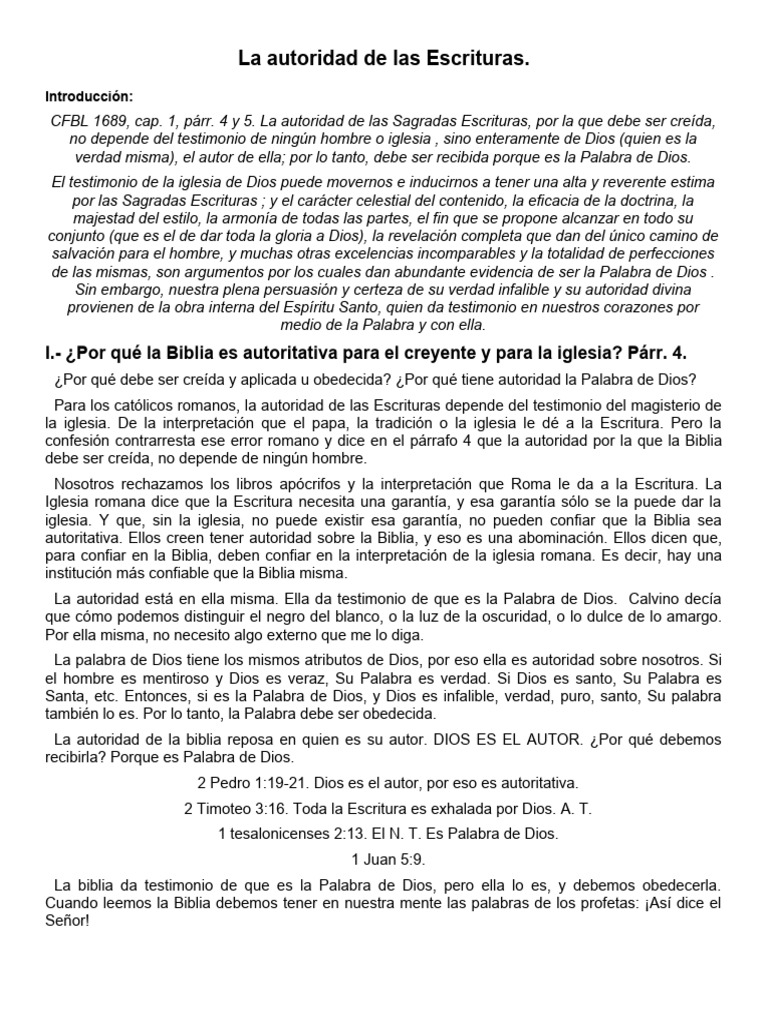 Autoridad de la Biblia en la Fe Cristiana | PDF | Biblia | Iglesia ...