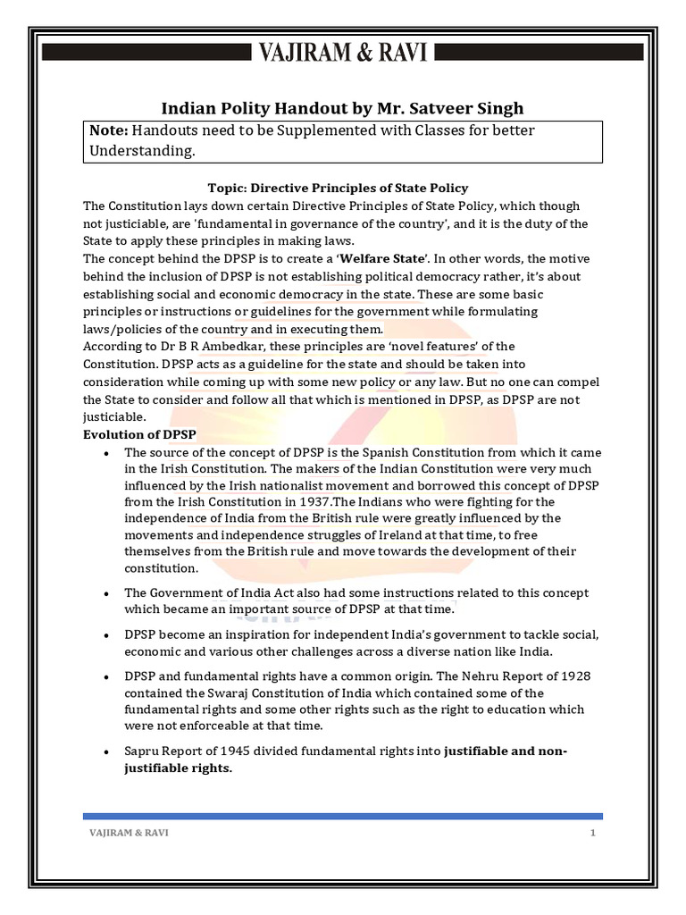 Directive Principles of State Policy | PDF | Government | Political ...