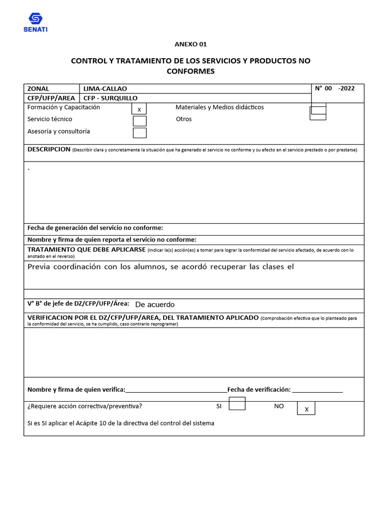 Formato de Producto NO Conforme | PDF | Finanzas y dinero