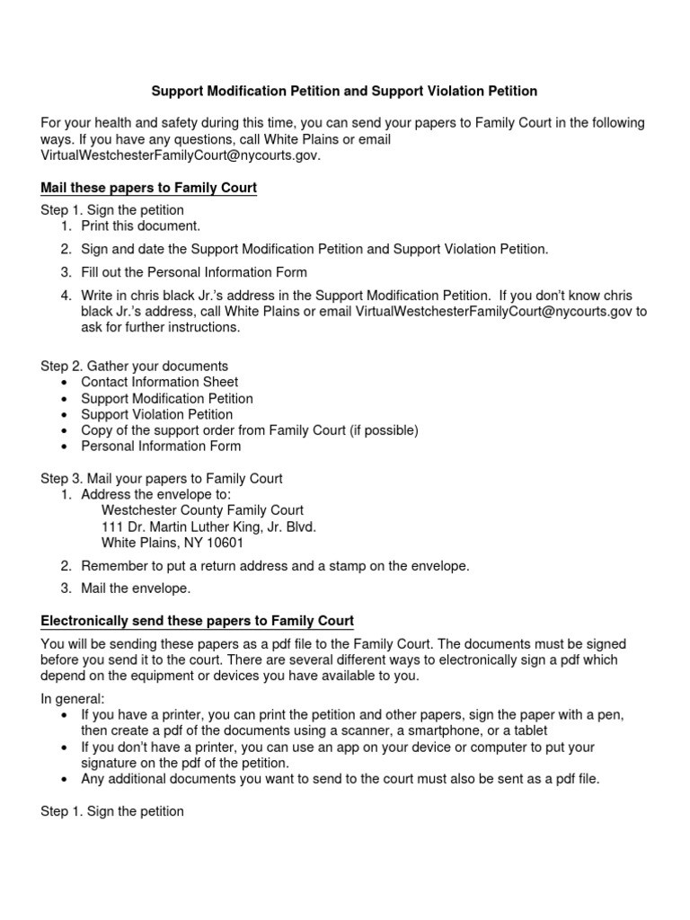 NYS Family Court Support Modification and Violation Enforcement Diy