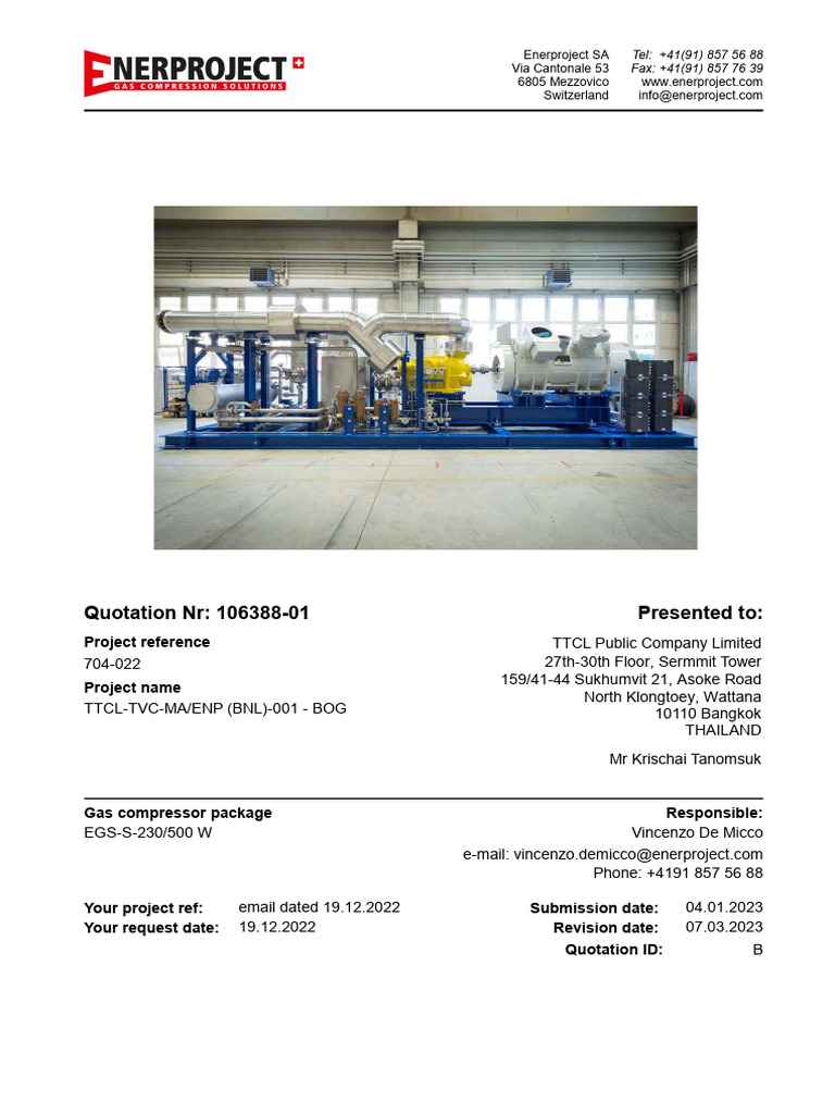 Gas Compressor Package Quotation 106388-01 | PDF | Valve | Bearing ...