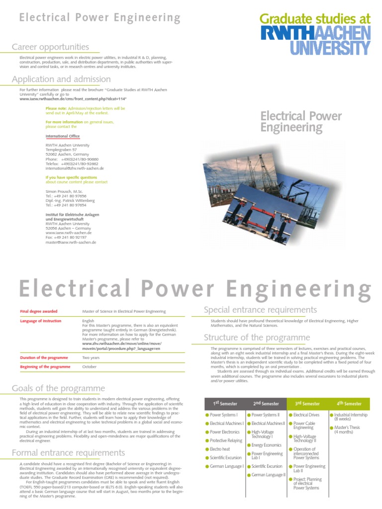 RWTH Aachen Master's in Electrical Power Engineering | PDF ...