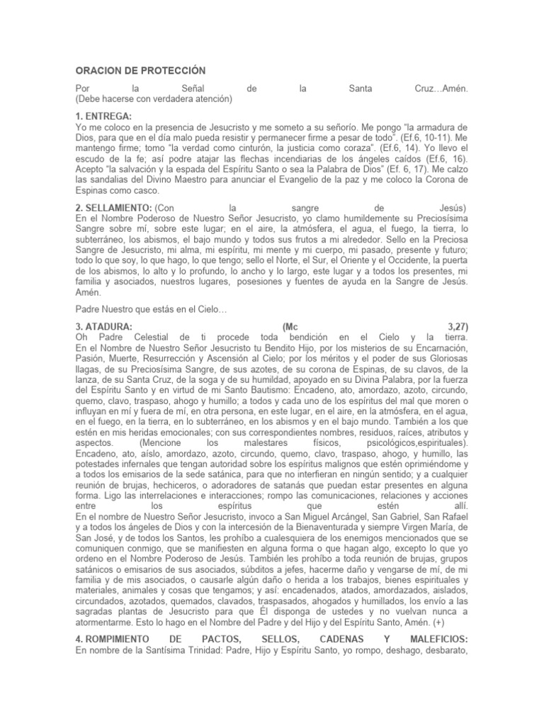 Oración de Protección y Liberación | PDF | Cristo (título) | María ...