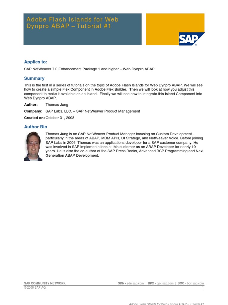 Adobe Flash Islands For Web Dynpro ABAP Tutorial #1 | PDF | Apache Flex ...