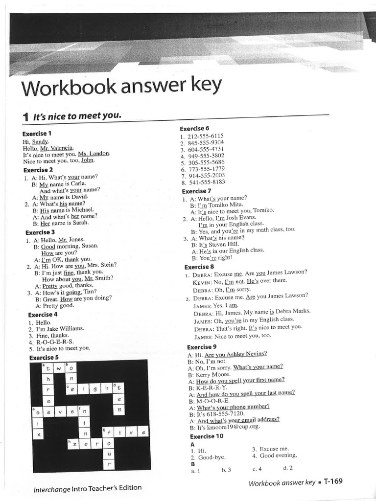 Workbook Anyswer Key | PDF