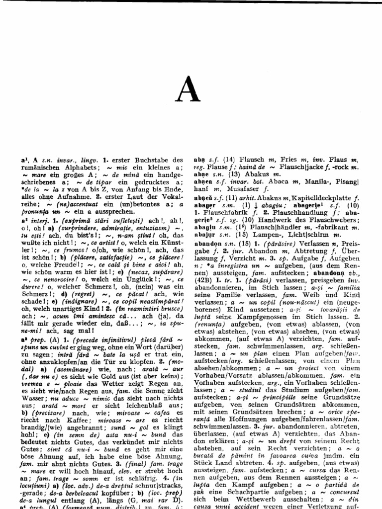 Dictionar Roman German A F