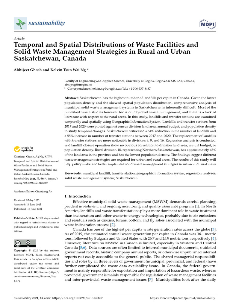 Sustainability 13 06887 | PDF | Waste Management | Linear Regression