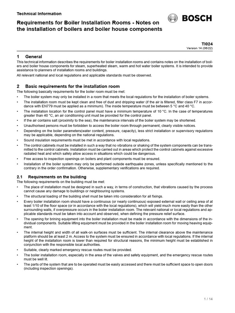 Boiler Installation Room Requirements | PDF | Boiler | Chimney