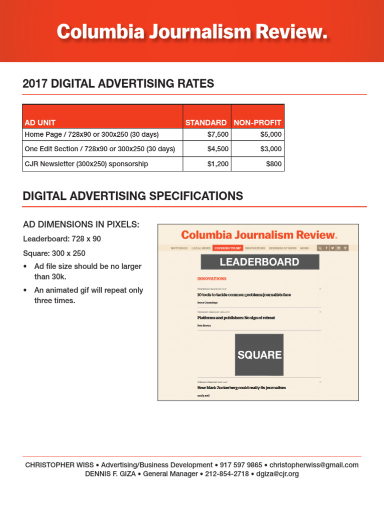 2017 Digital Advertising Rates Guide | PDF