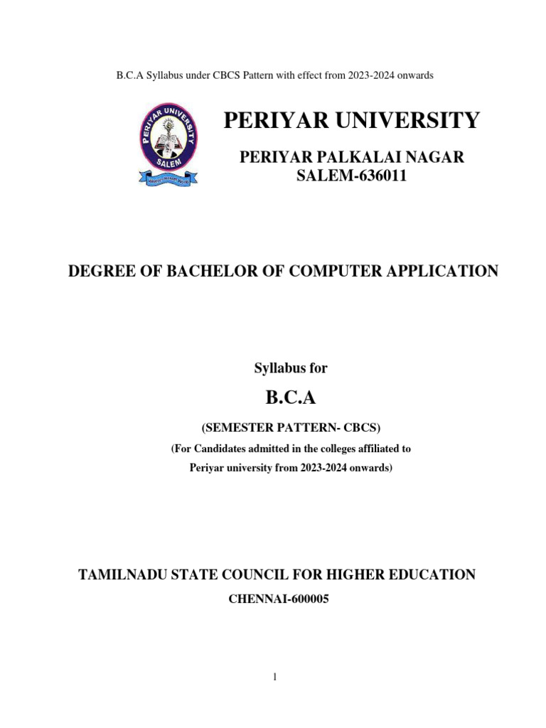 BCA Syllabus Overview 2023-2024 | PDF | Engineering | Computer Science