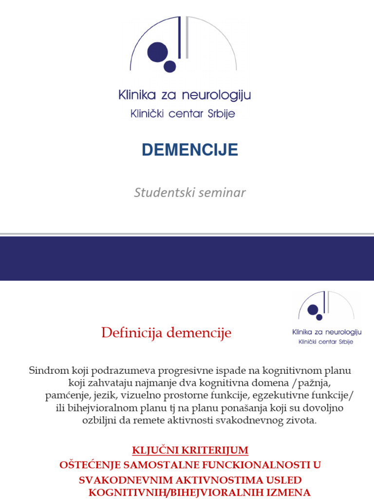Studenti Seminar Demencije Final Pdf