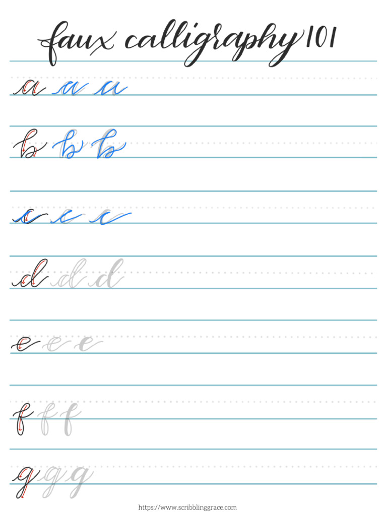 faux calligraphy worksheets PDF